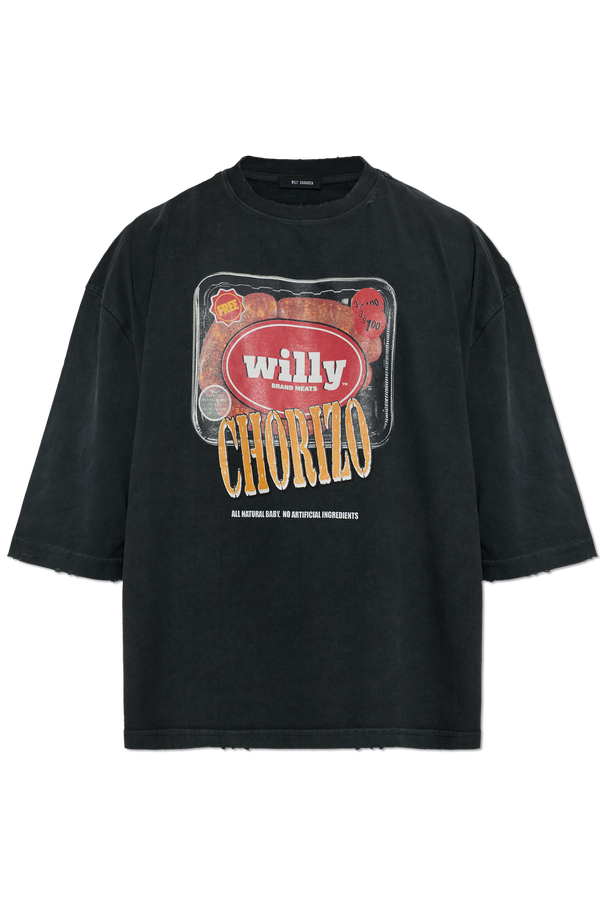 Grey Cotton T-shirt 'OS Especial Chorizo Buffalo' Willy Chavarria